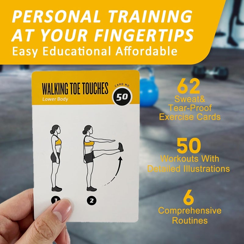 ELAORY Bodyweight Exercises Cards, 62 Workout Cards Deck Large Size 5" x 3.5" Fitness Cards for Women & Men, Beginner Fitness Guide to Training Exercises at Home or Gym - Image 4
